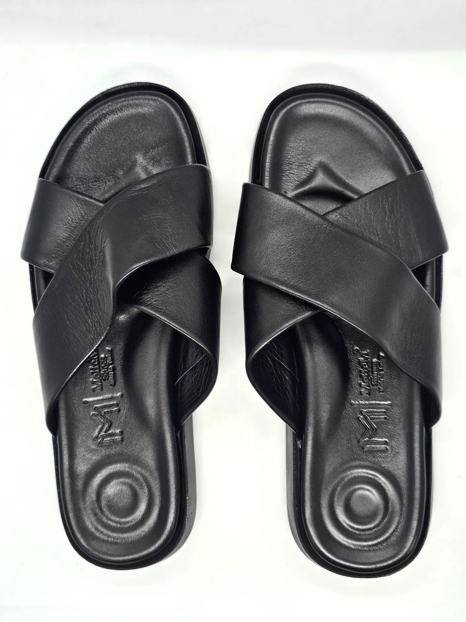 Infynite Verona Cross-Strap Leather Slides