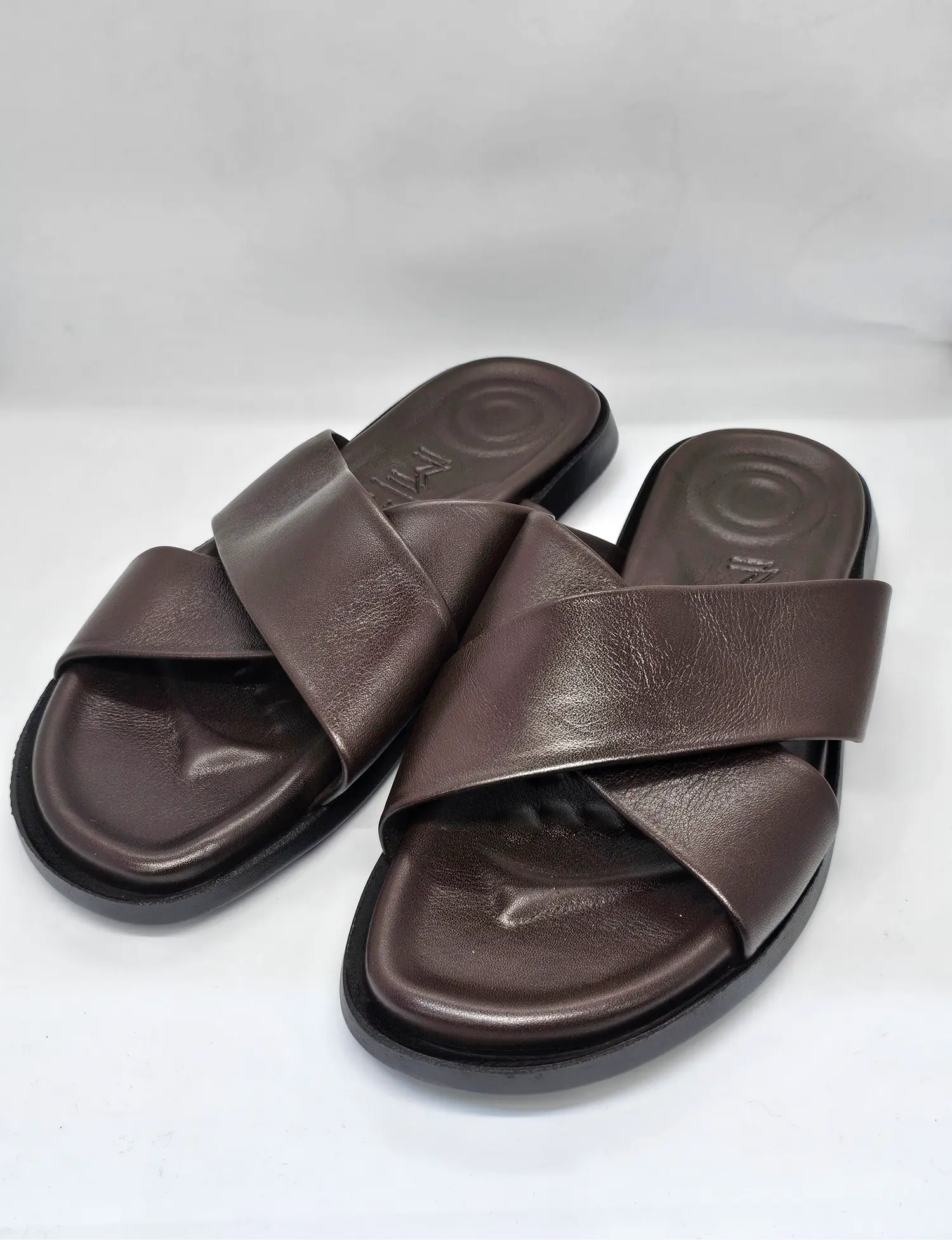 Infynite Verona Cross-Strap Leather Slides