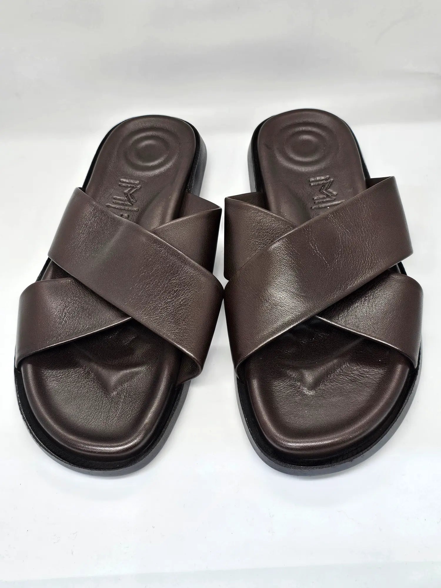 Infynite Verona Cross-Strap Leather Slides