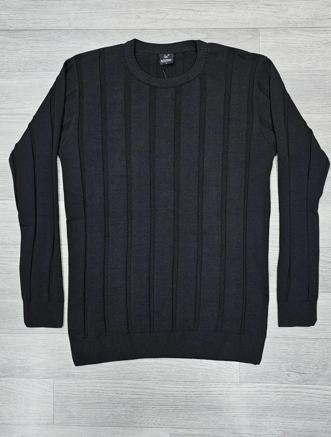 Premium Men’s Textured Ribbed Knit Crew Neck Sweater
