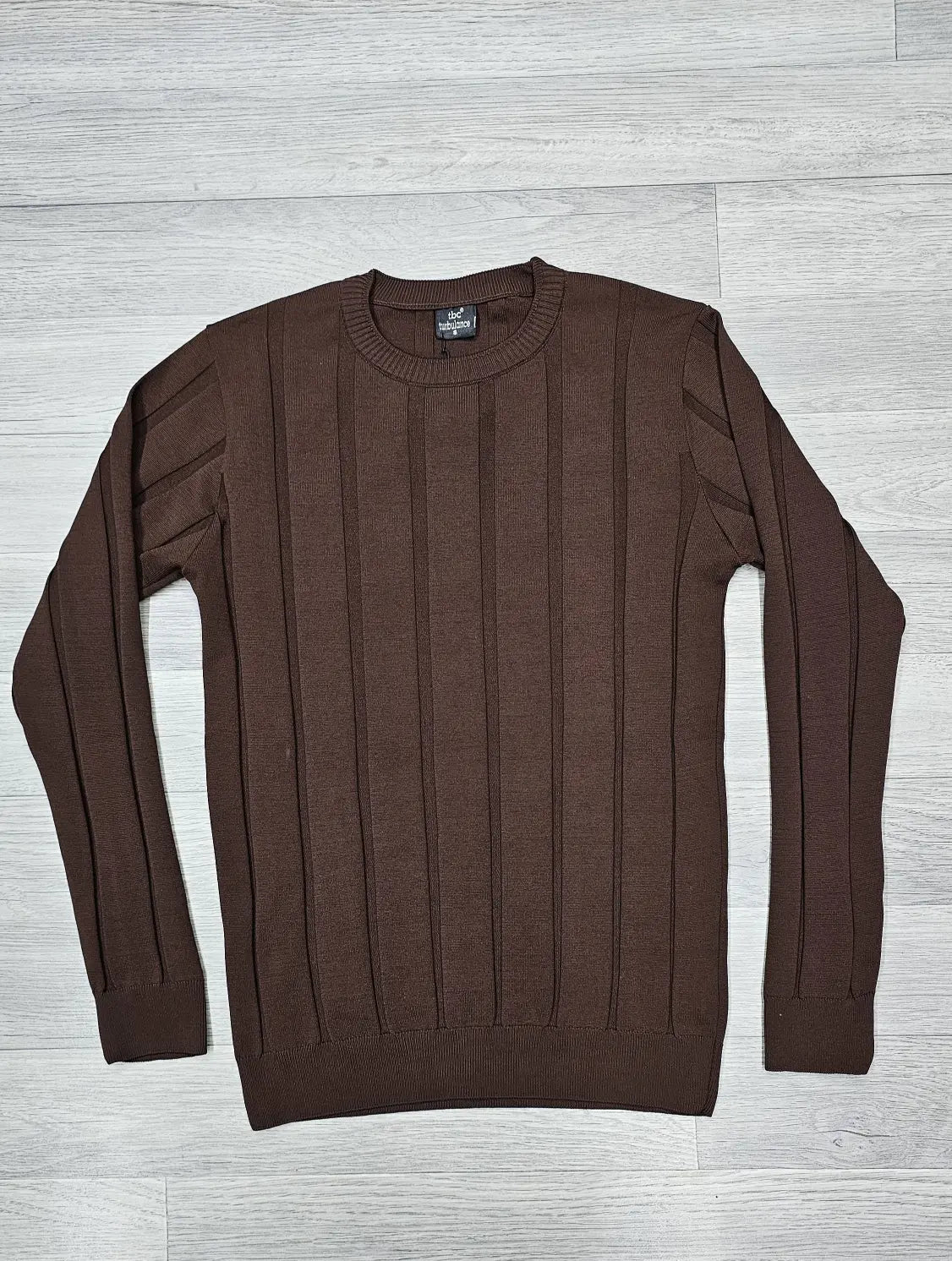 Premium Men’s Textured Ribbed Knit Crew Neck Sweater