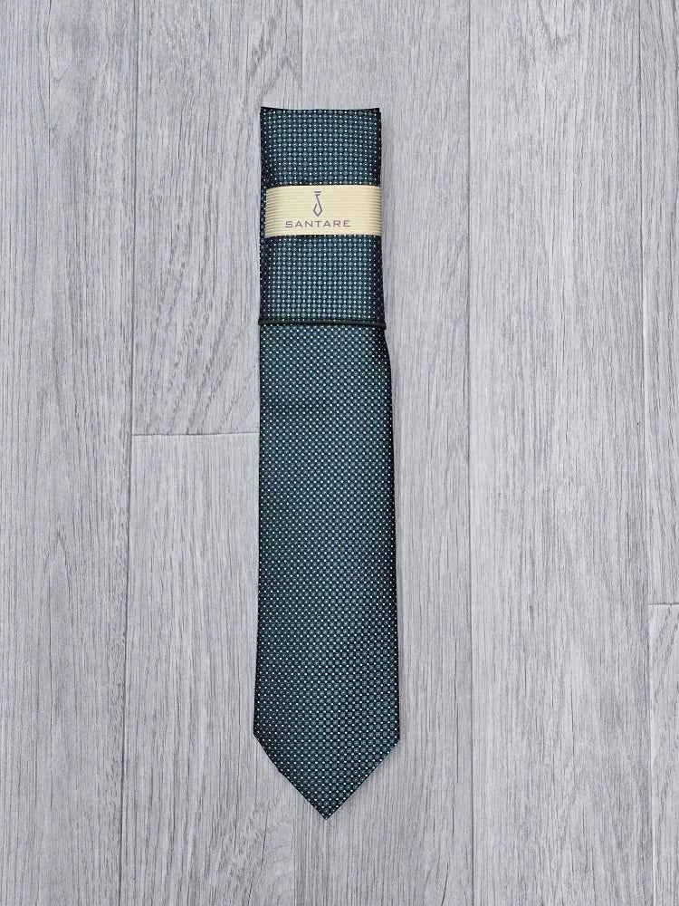 Santare Forest Green Textured Tie & Pocket Square Set