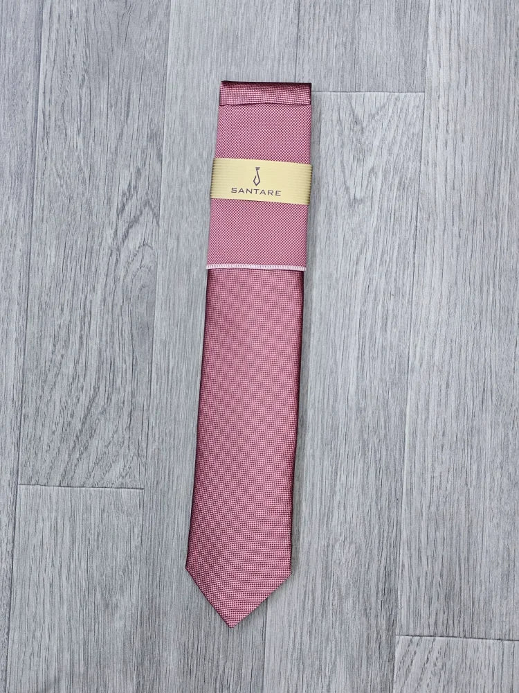 Santare Dusty Pink Textured Tie & Pocket Square Set