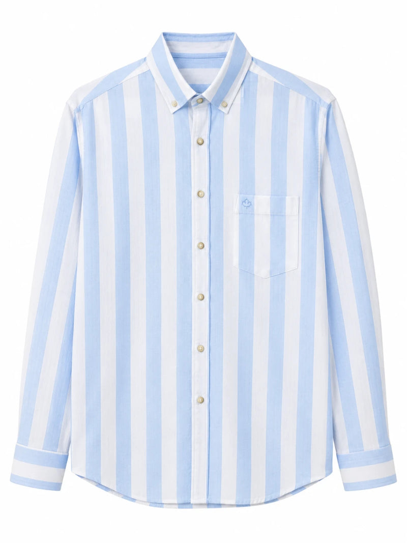 Porto Luciano Blue White Striped Cotton Shirt