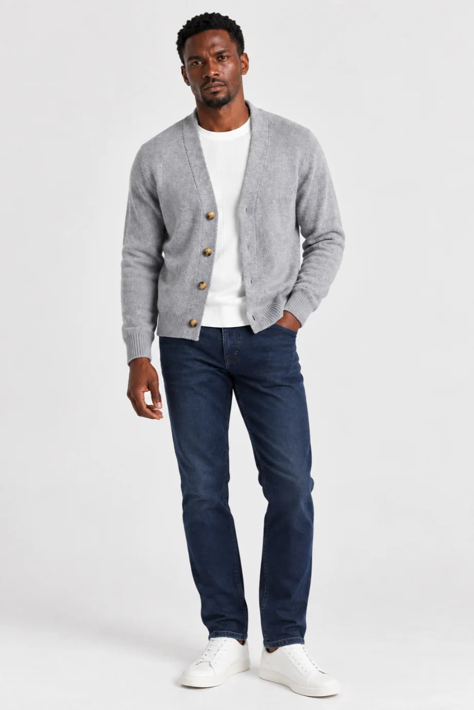 Infynite Men’s Dark Indigo Slim-Straight Jeans – premium men's menswear > pants > jeans – view 2