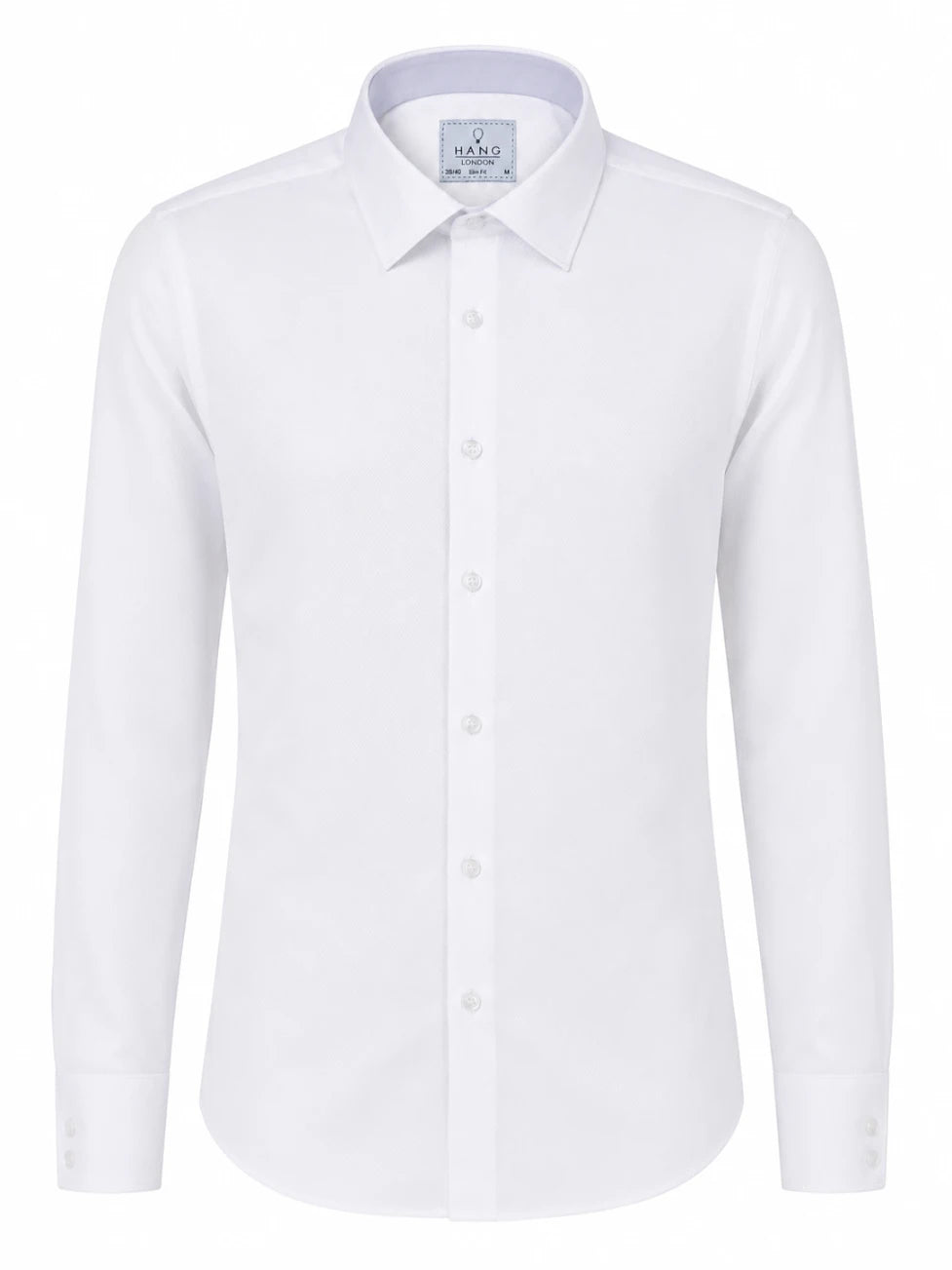 HANG London: Executive White Herringbone Slim Fit Shirt