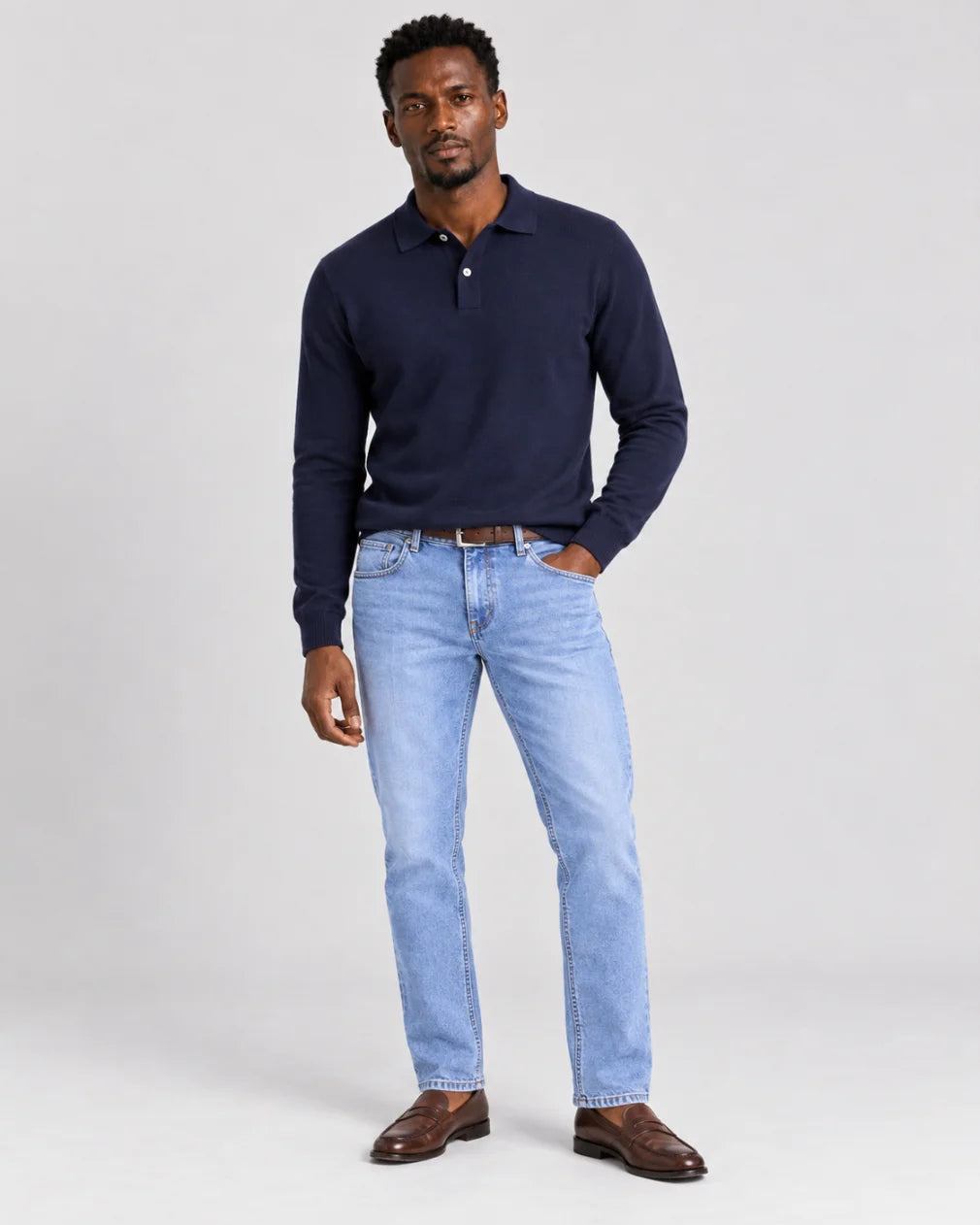 Infynite Men's Light Wash Slim-Straight Jeans – premium men's menswear > pants > jeans – view 2