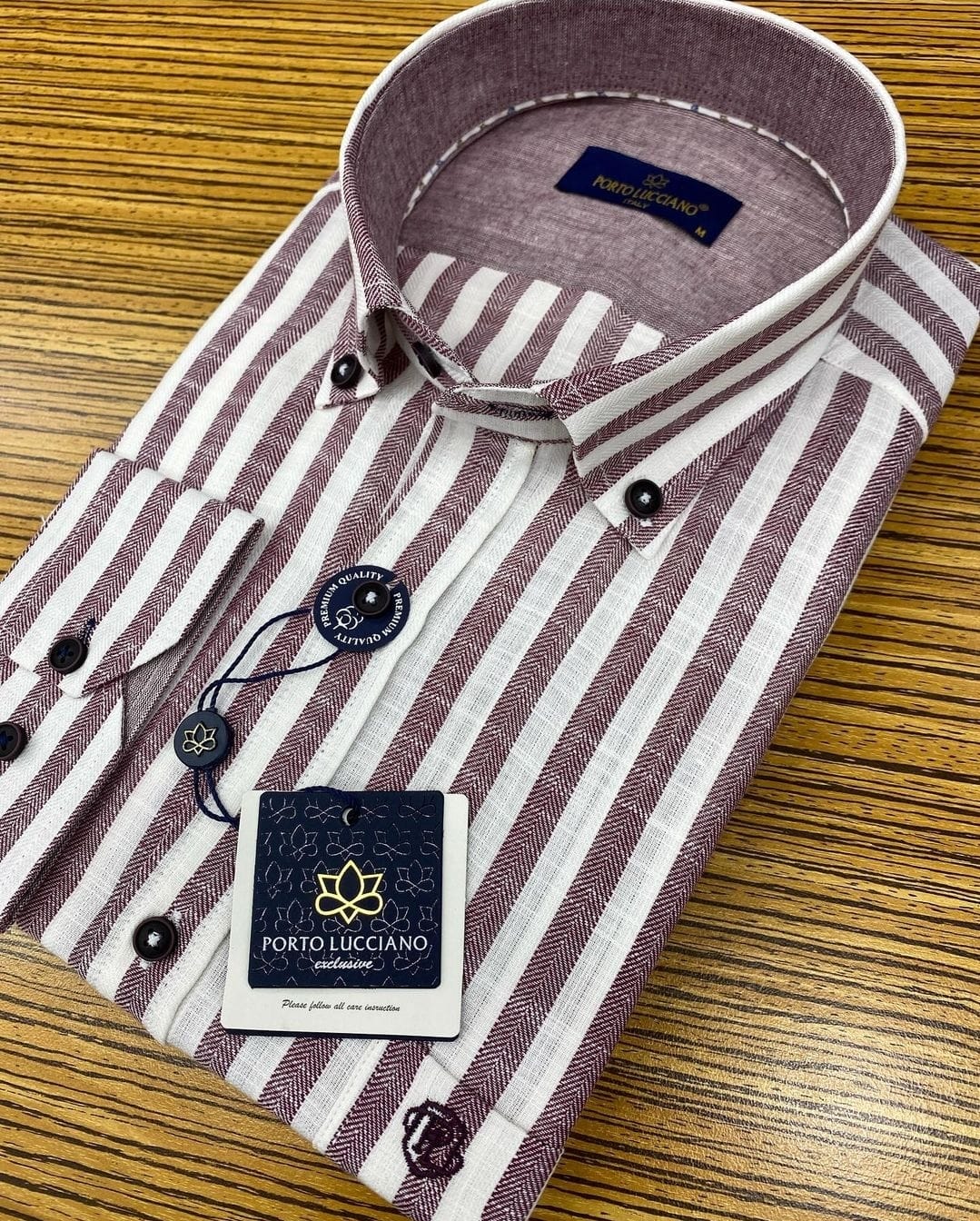 Maroon linen stripped shirt