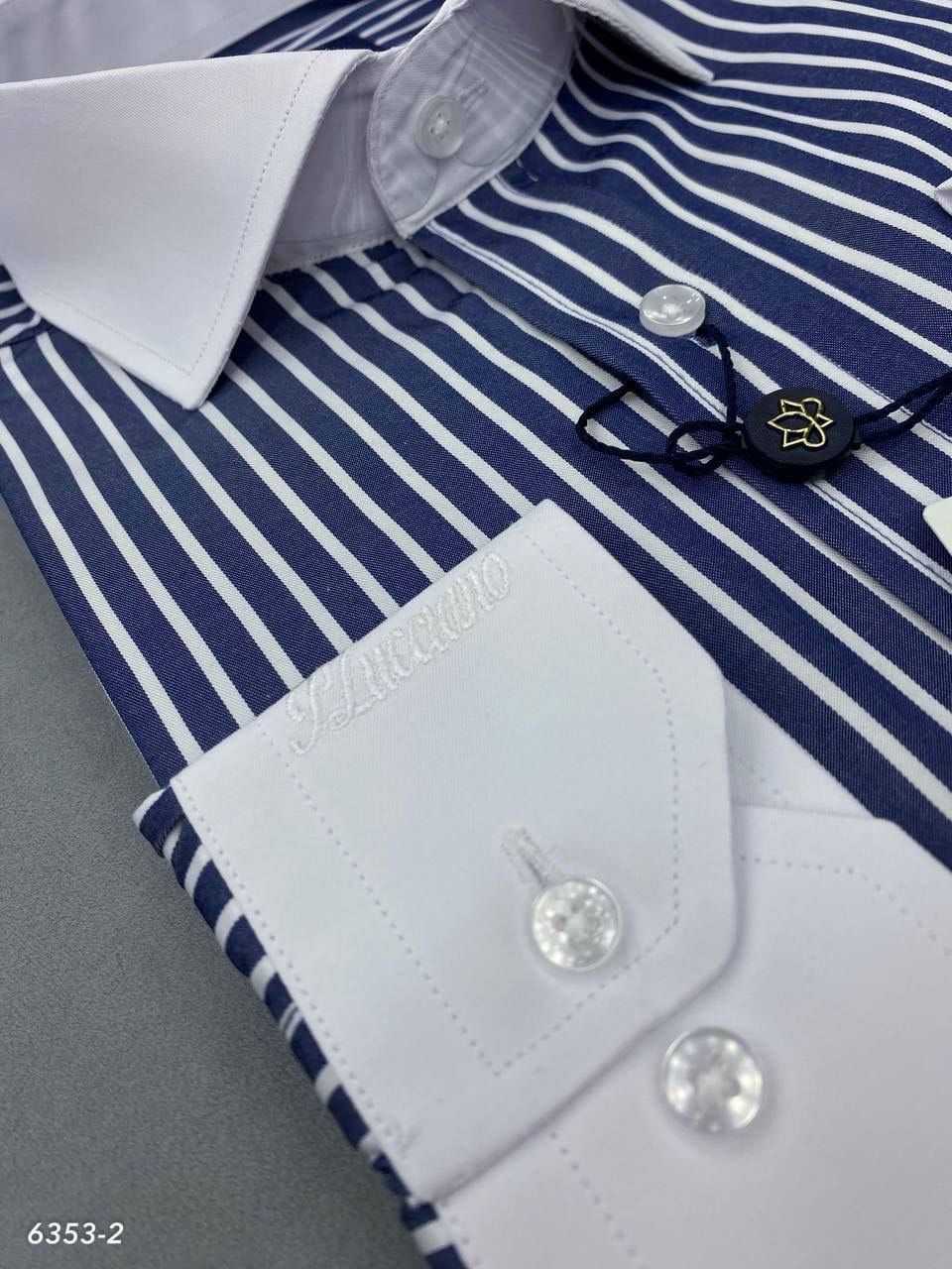 Infynite Contrast Collar Striped Dress Shirt