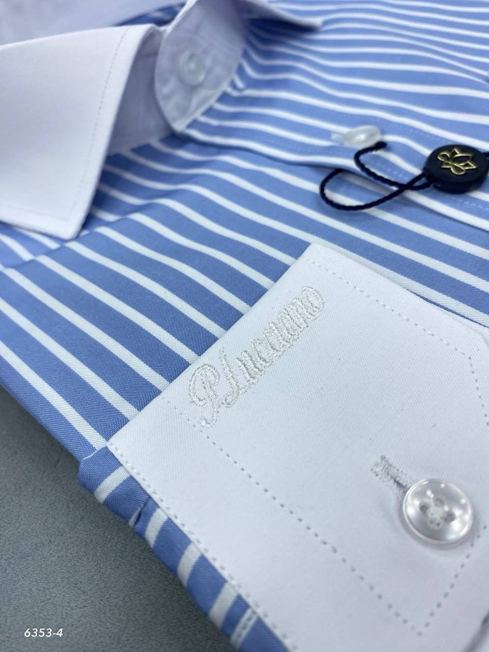 Infynite Contrast Collar Striped Dress Shirt