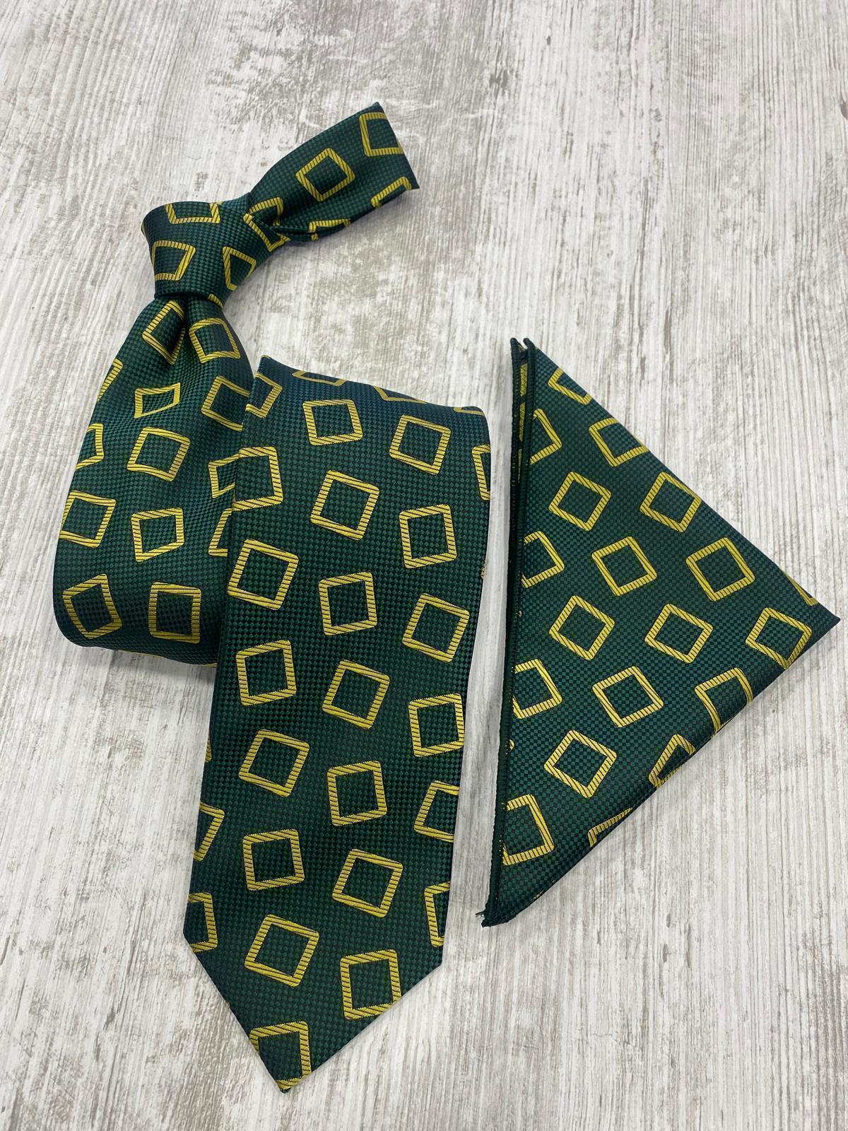 Infynite Modern Square Tie Set – Navy, Green, Black & Blue Variants - Infynite