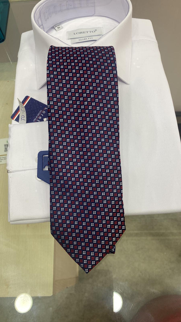 Infynite Executive Geo-Floral Tie – Burgundy with Blue Detailing