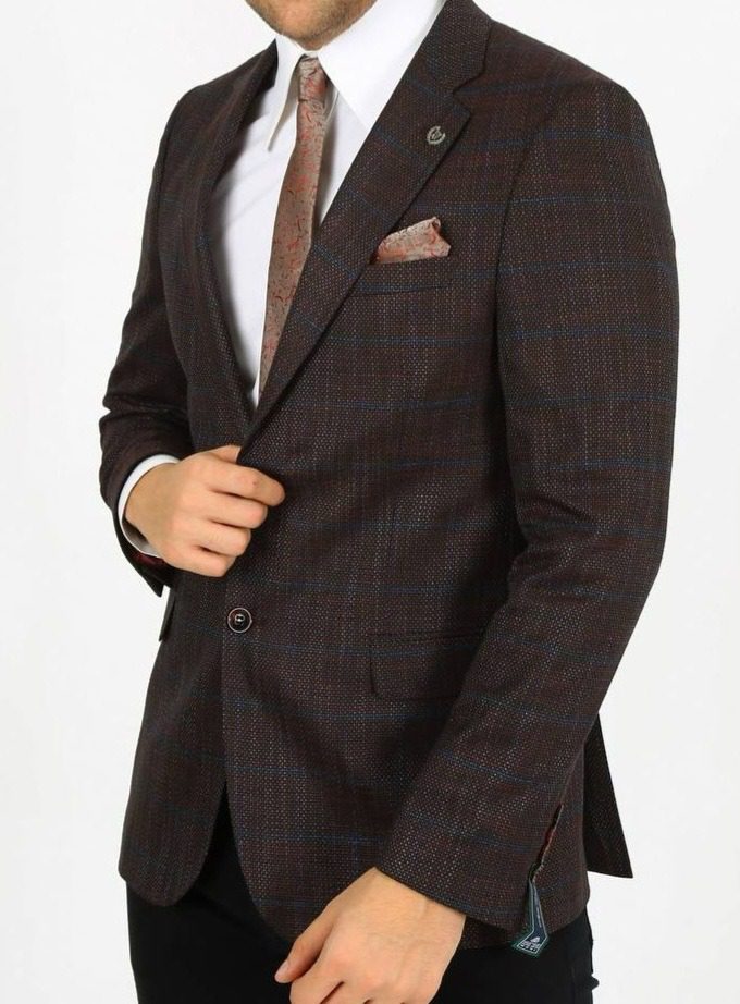 Infynite Brown Checkered Tailored Blazer