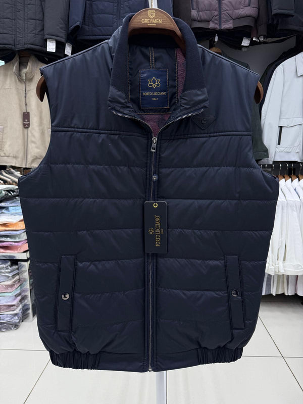 men's insulated vest/half jacket in navy blue 