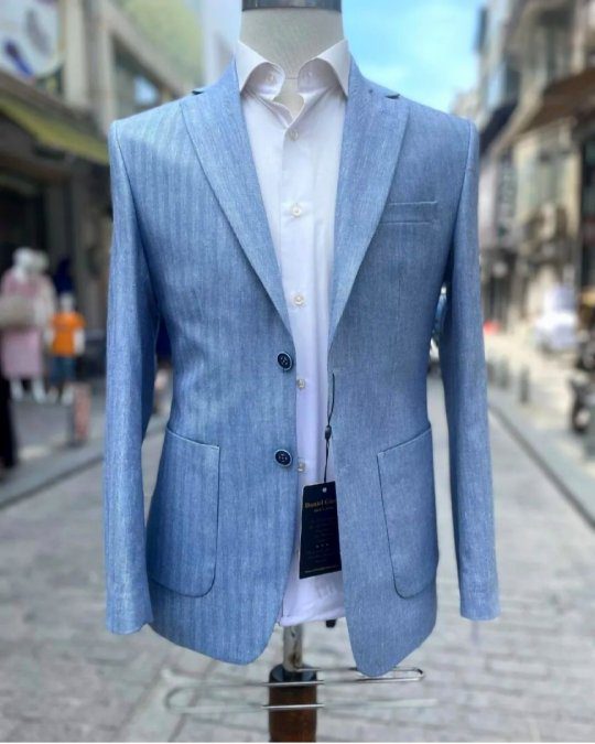 Infynite Sky Blue Pinstripe Tailored Blazer