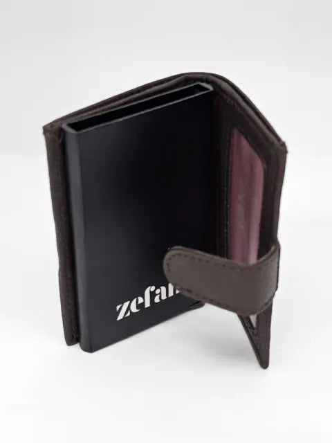 Infynite Brown Clasp Leather Wallet – Zefani Secure Edition