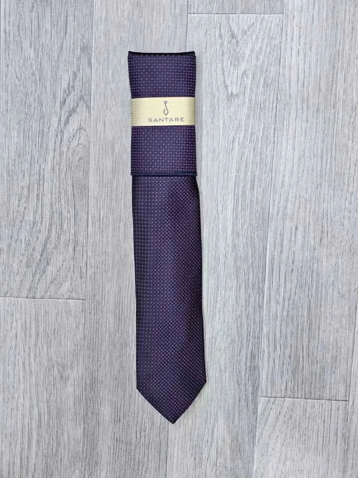 Santare Deep Purple Textured Tie & Pocket Square Set