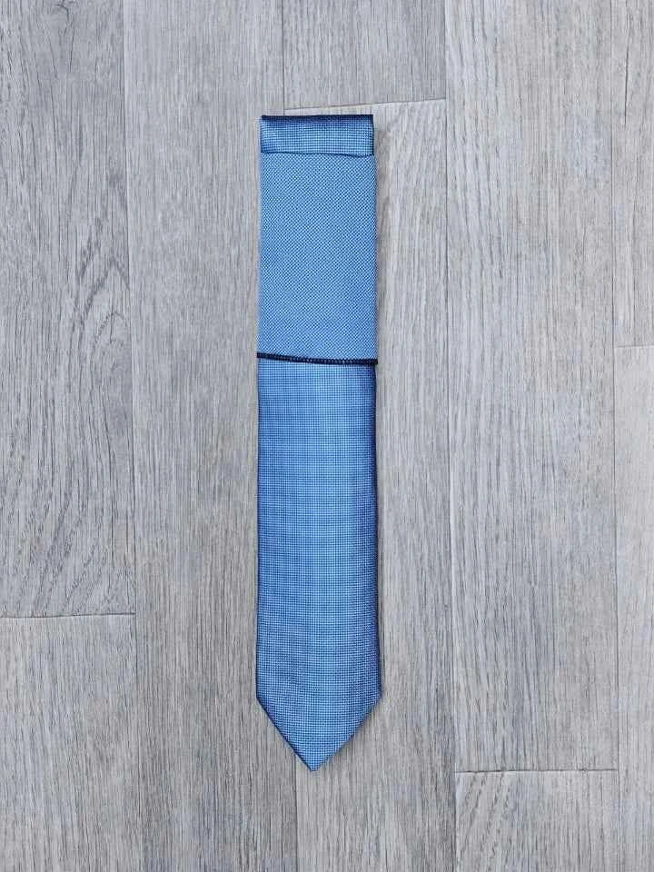 Santare Sky Blue Textured Tie & Pocket Square Set