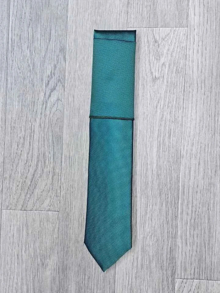 Santare Emerald Green Textured Tie & Pocket Square Set