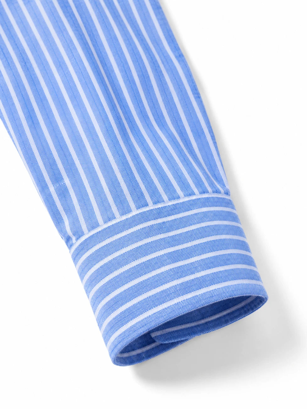 Blue and white striped fabric roll on a white background