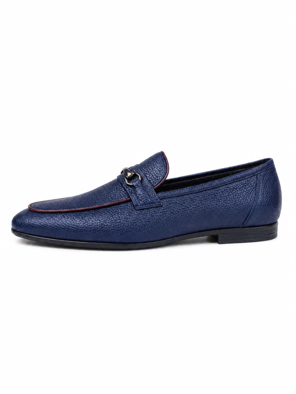 blue horsebit loafer  on a white background