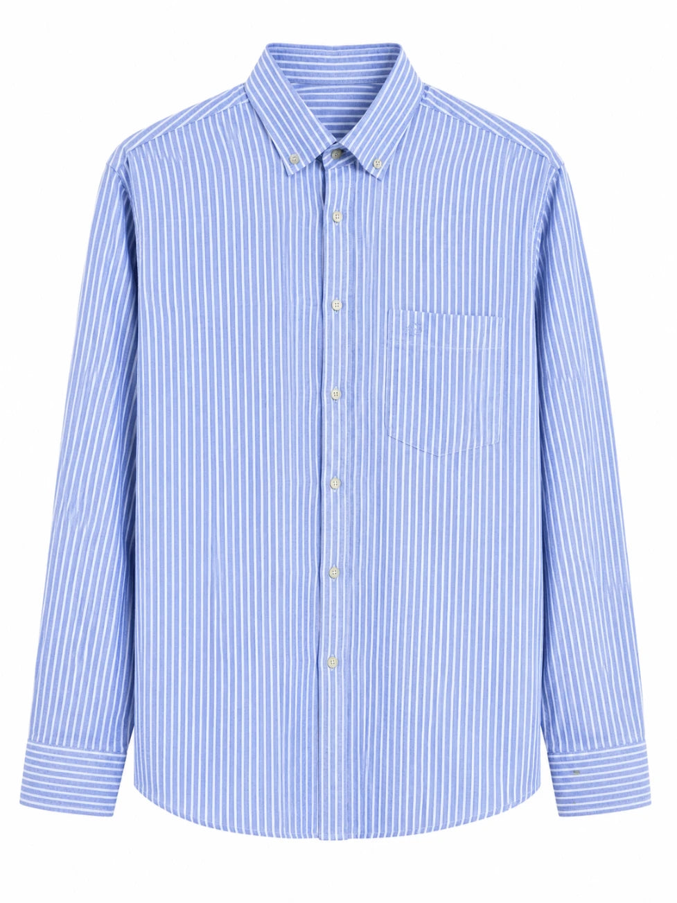 Blue striped shirt on a white background
