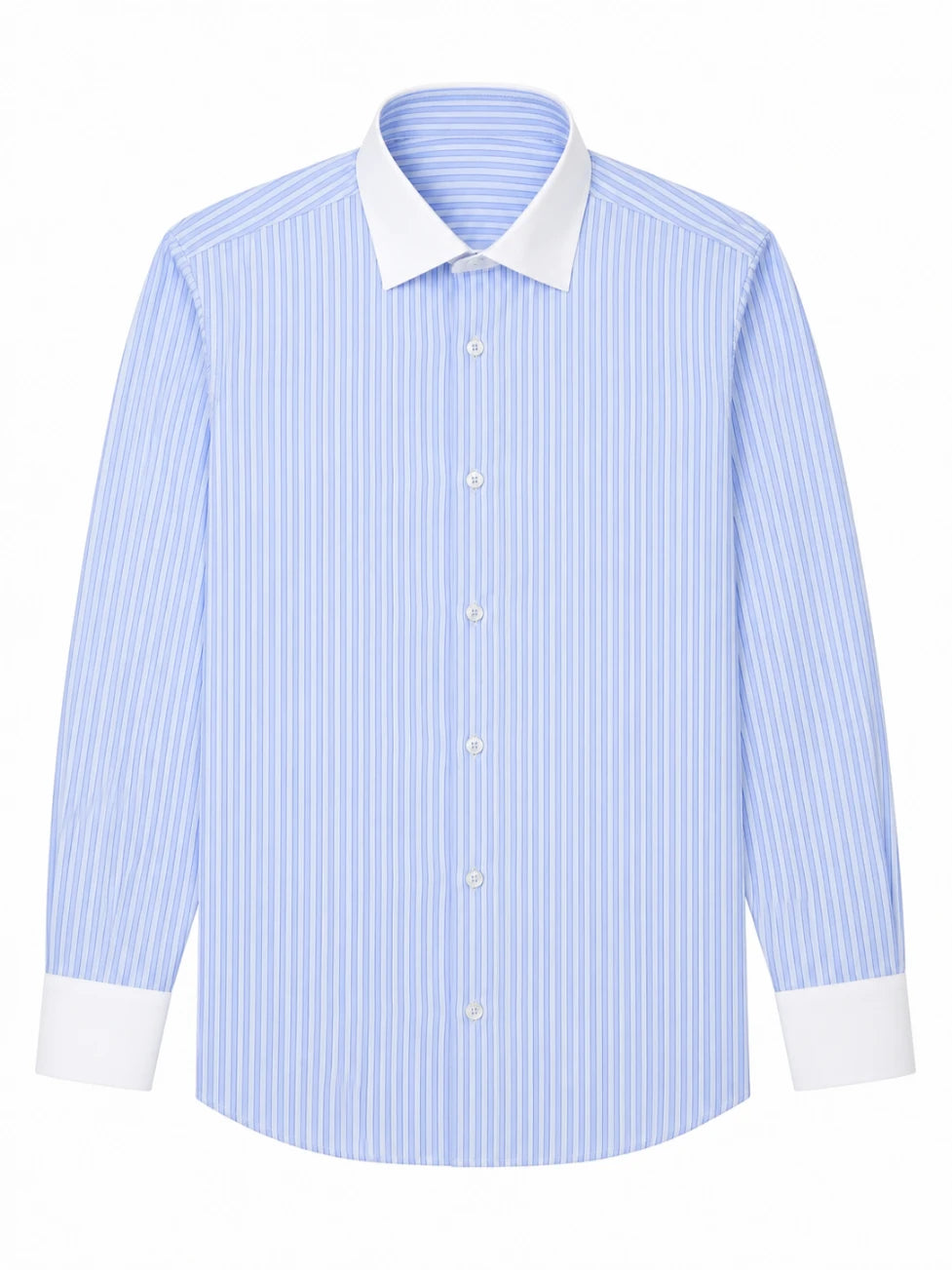 Infynite Blue & White Striped Contrast Collar Dress Shirt – Slim Fit – premium men's menswear > shirts