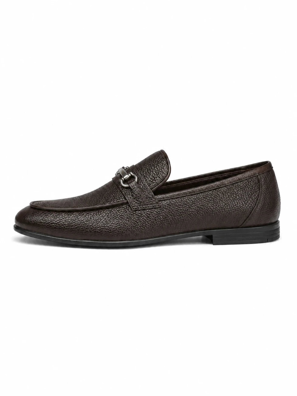 brown horsebit loafer  on a white background