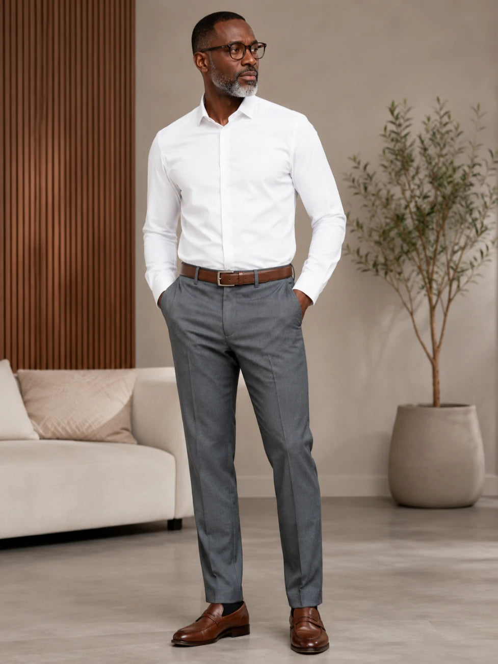 Infynite Charcoal Grey Regular Fit Chino Trousers for Men – premium men's menswear > pants > chinos – view 2