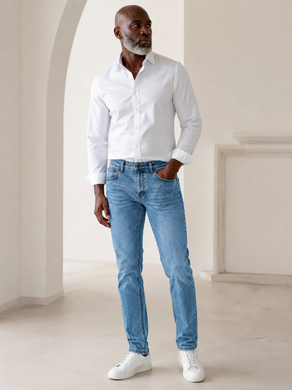 Infynite Classic Blue Denim Jeans – Straight Fit – premium men's menswear > pants > jeans – view 3