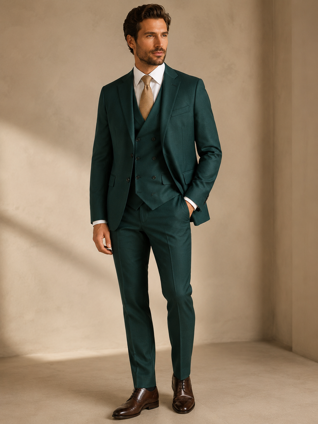 Infynite Emerald Green Three-Piece Men’s Suit – premium men's menswear > suits > three-piece suits – view 2