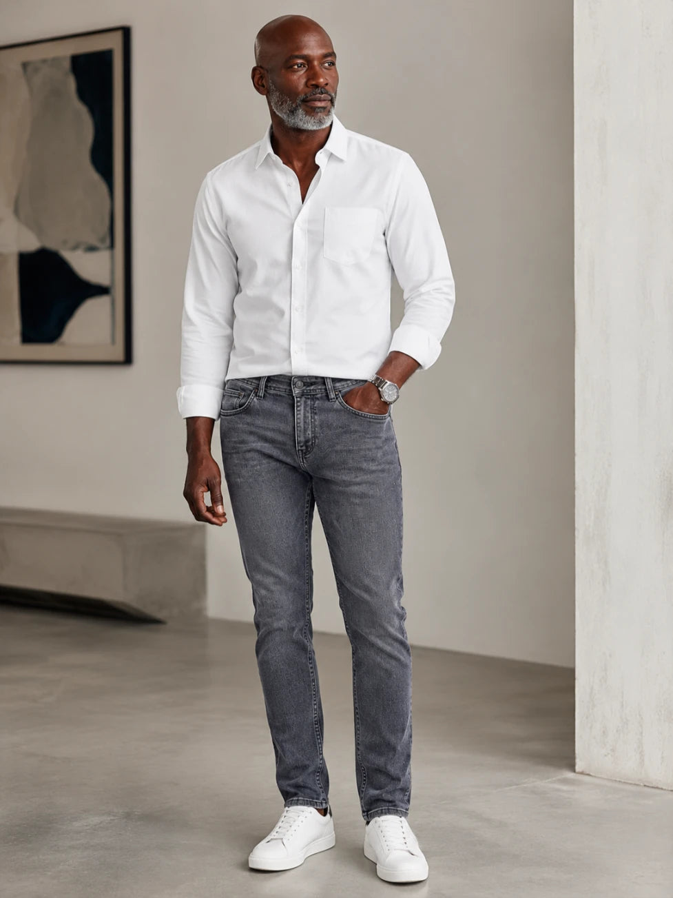 Infynite EMPŌ Charcoal Grey Slim Fit Jeans – premium men's menswear > pants > jeans – view 2