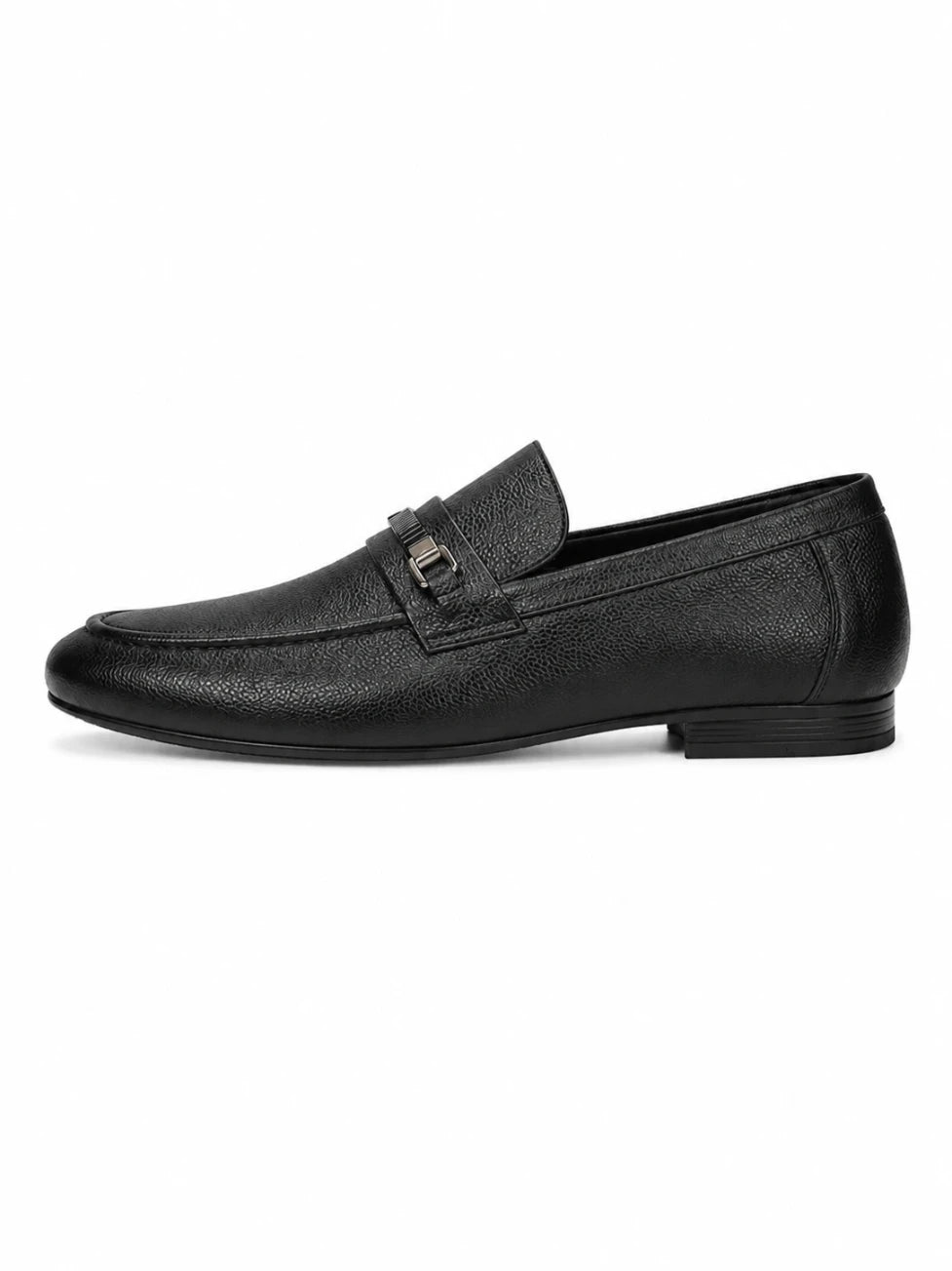 Gray loafer shoe on a white background