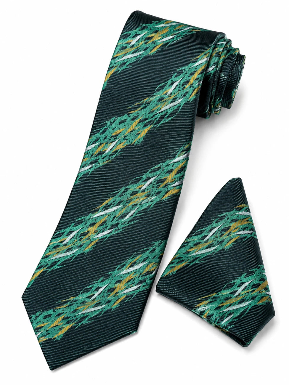 Infynite Green & Gold Pattern Necktie Set – premium men's menswear > accessories > ties
