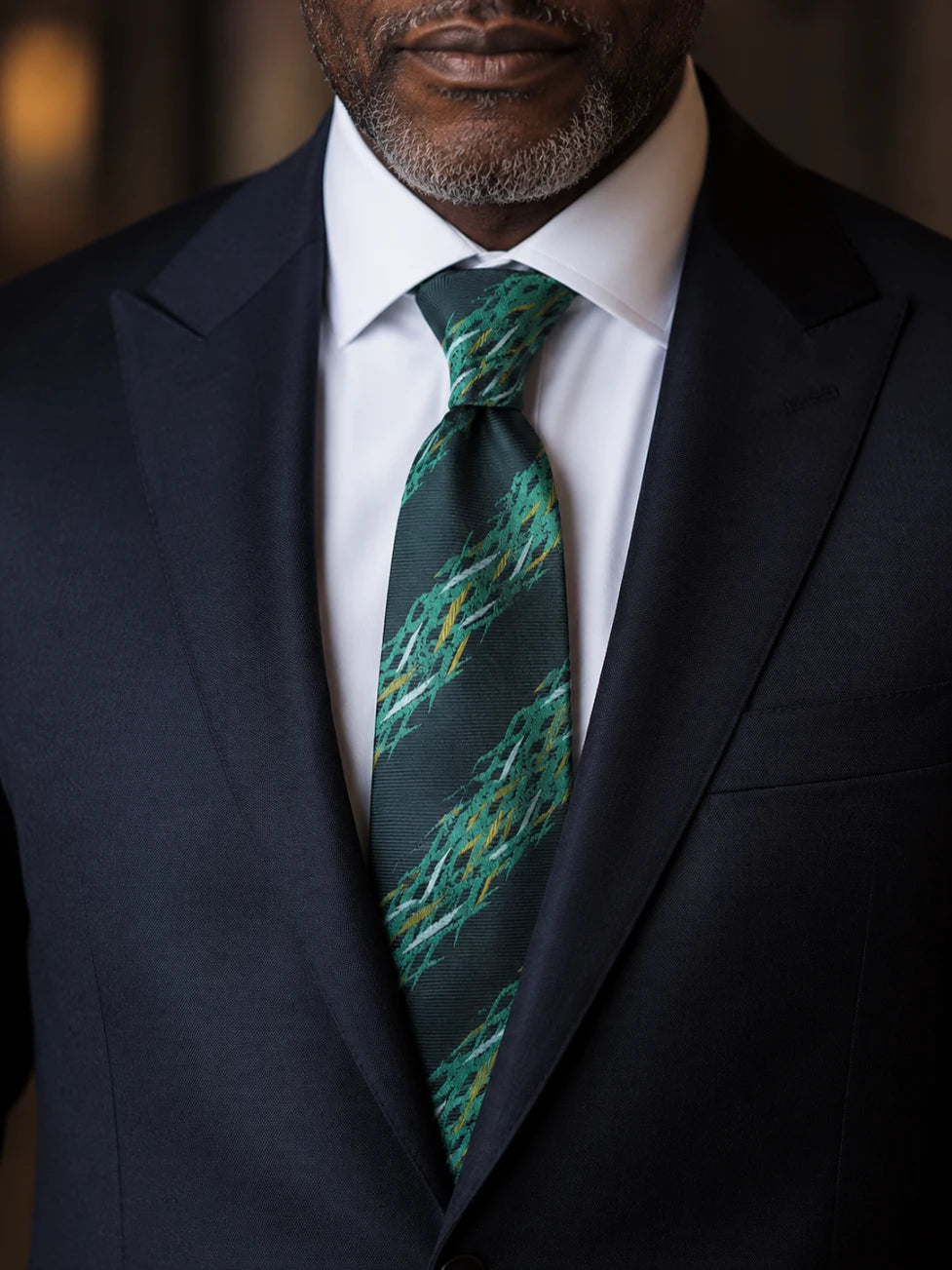 Infynite Green & Gold Pattern Necktie Set – premium men's menswear > accessories > ties – view 2
