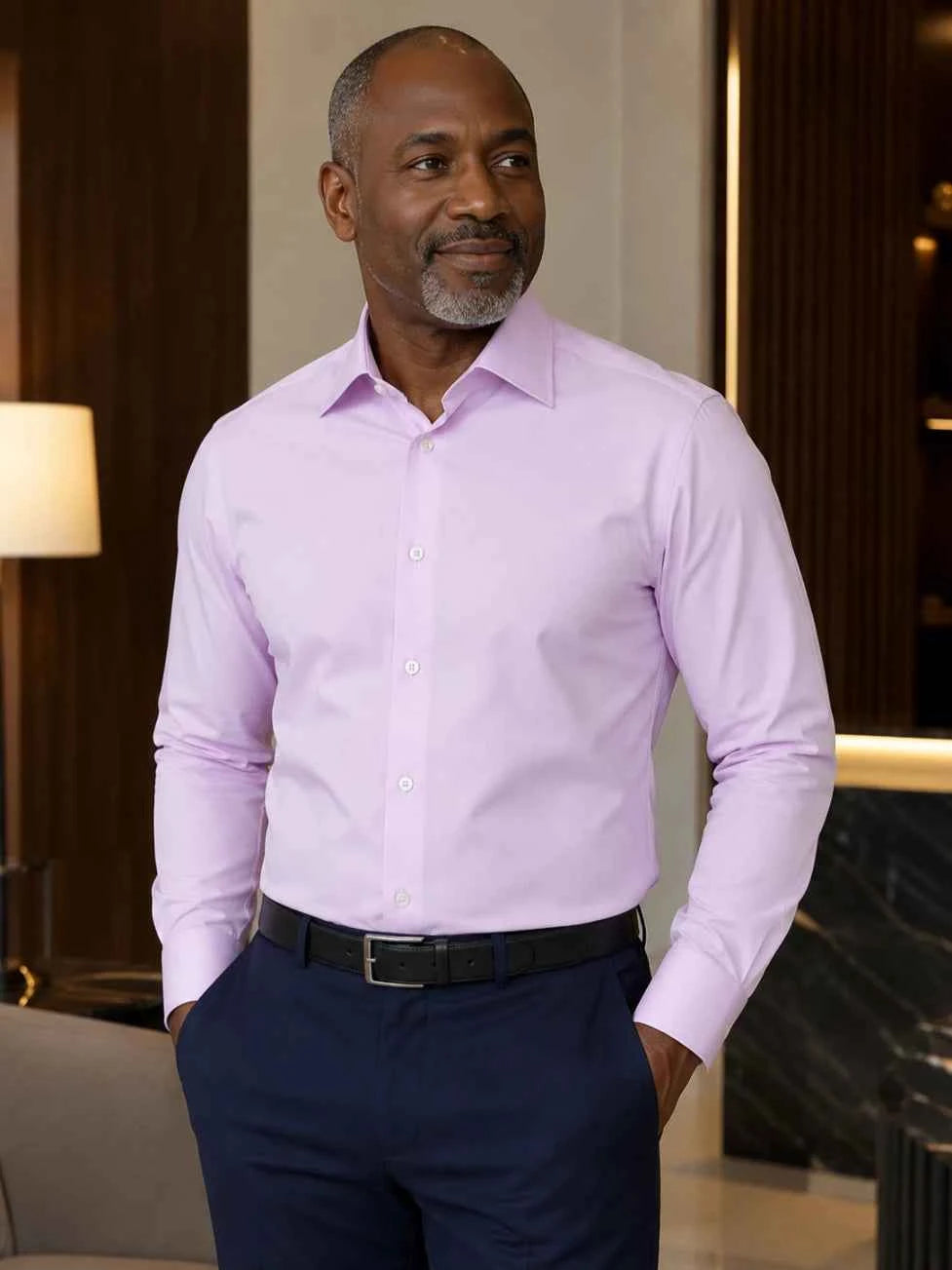 Hang London Light Pink Slim Fit Dress Shirt