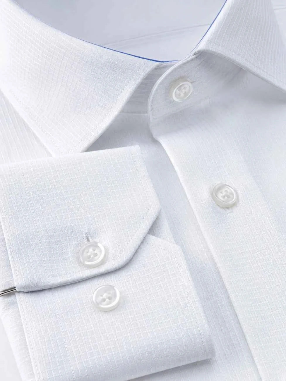 Hang London White Textured Slim Fit Dress Shirt