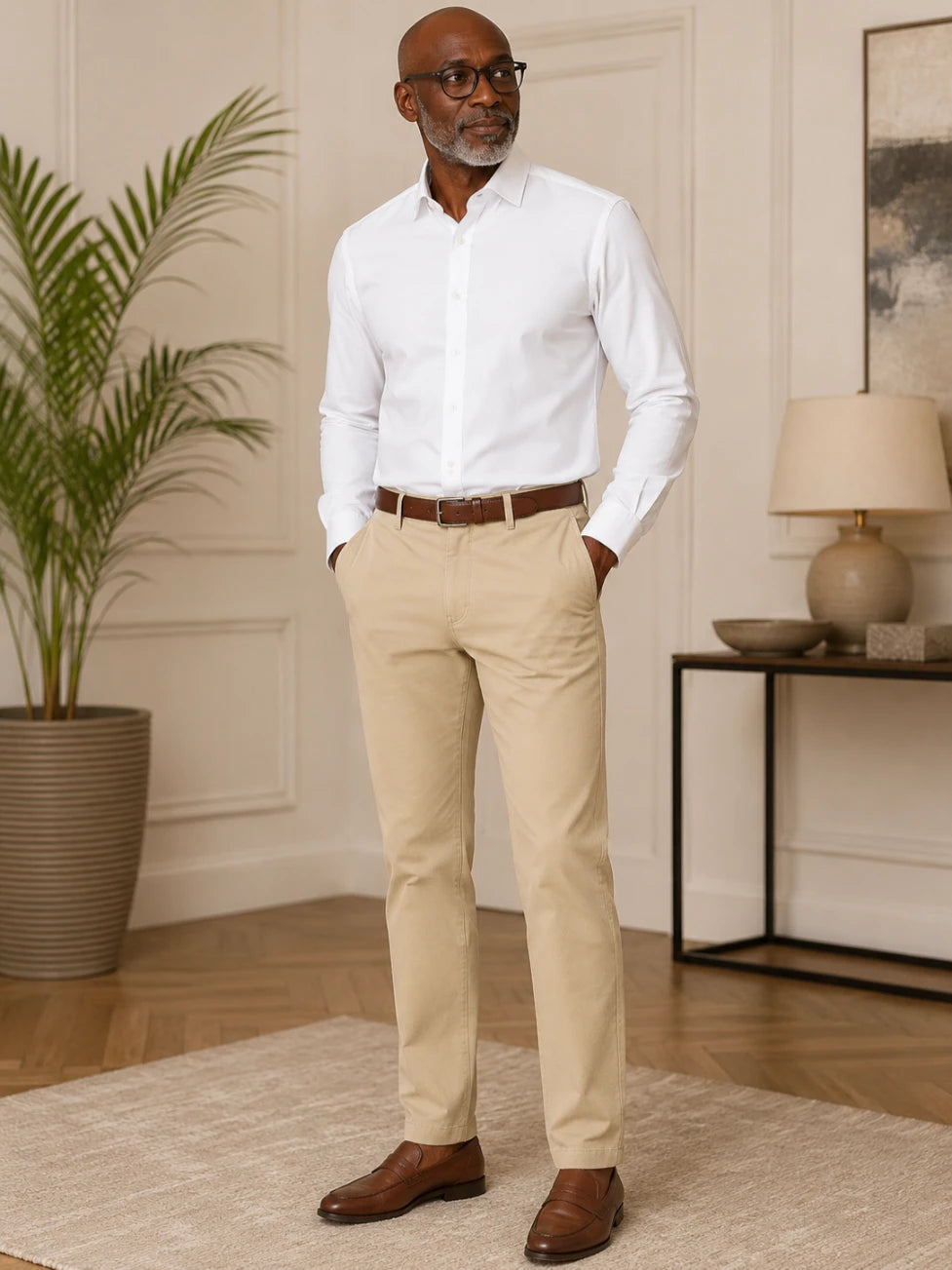 Infynite Khaki Regular Fit Cotton Pants – premium men's menswear > pants > chinos – view 2