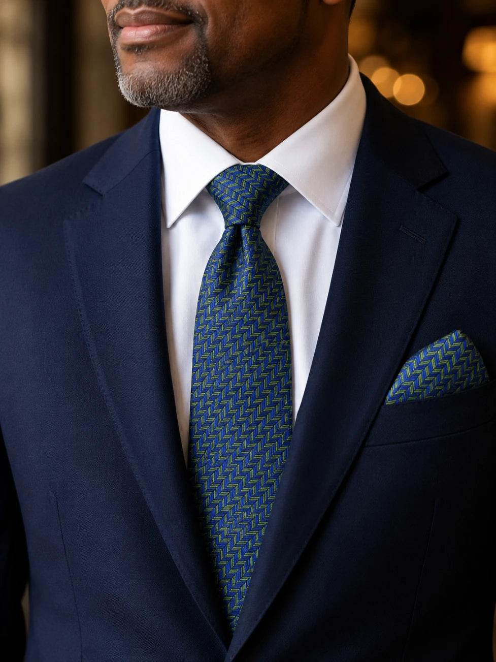 Infynite Luxe Chevron Tie Set – Midnight Blue & Gold | Maroon & Crimson Red – premium men's menswear > accessories > ties – view 2