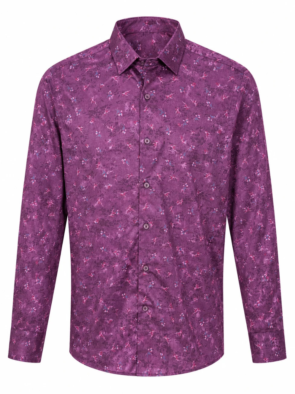 Infynite Maroon Floral Pattern Slim Fit Shirt – premium men's menswear > shirts
