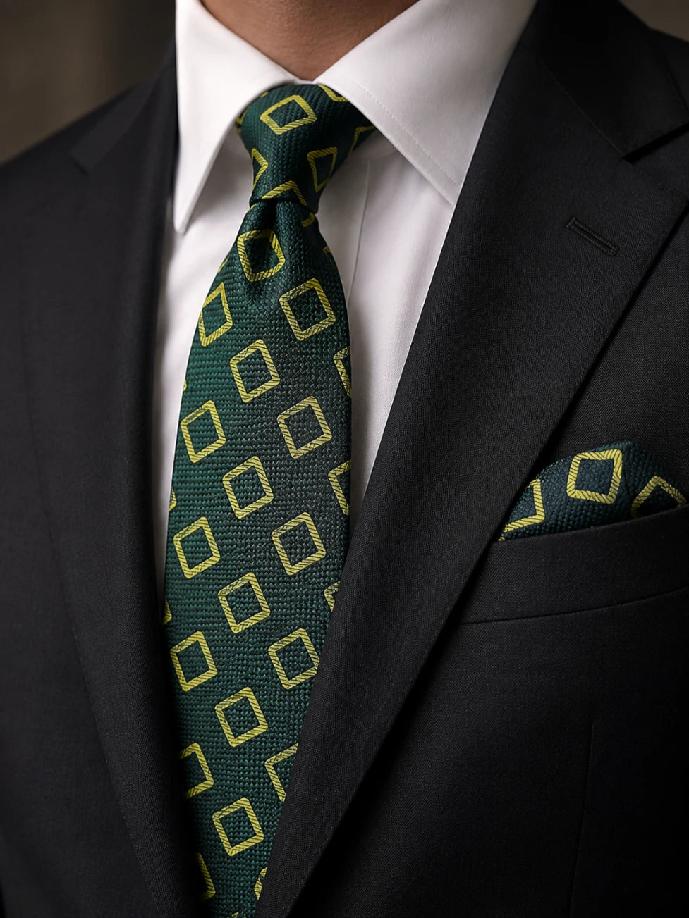 Infynite Modern Square Tie Set – Navy, Green, Black & Blue Variants – premium men's menswear > accessories > ties – view 8