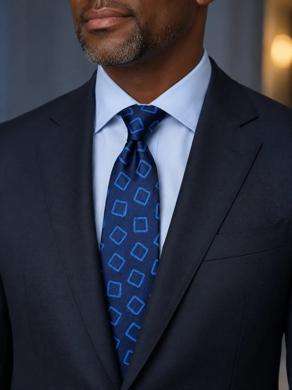Infynite Modern Square Tie Set – Navy, Green, Black & Blue Variants – premium men's menswear > accessories > ties – view 6