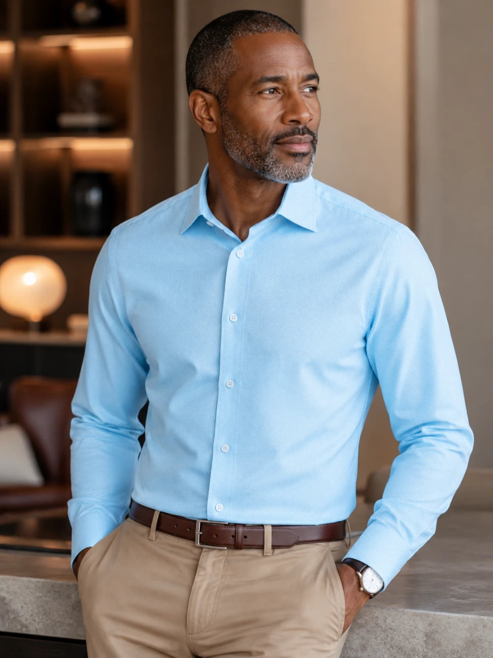 Infynite Oxford Texture Slim Fit Dress Shirt – premium men's menswear > shirts – view 7
