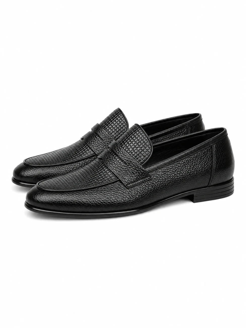 Infynite Premium Brown and black Textured Leather Loafers – premium men's menswear > shoes > loafers – view 3