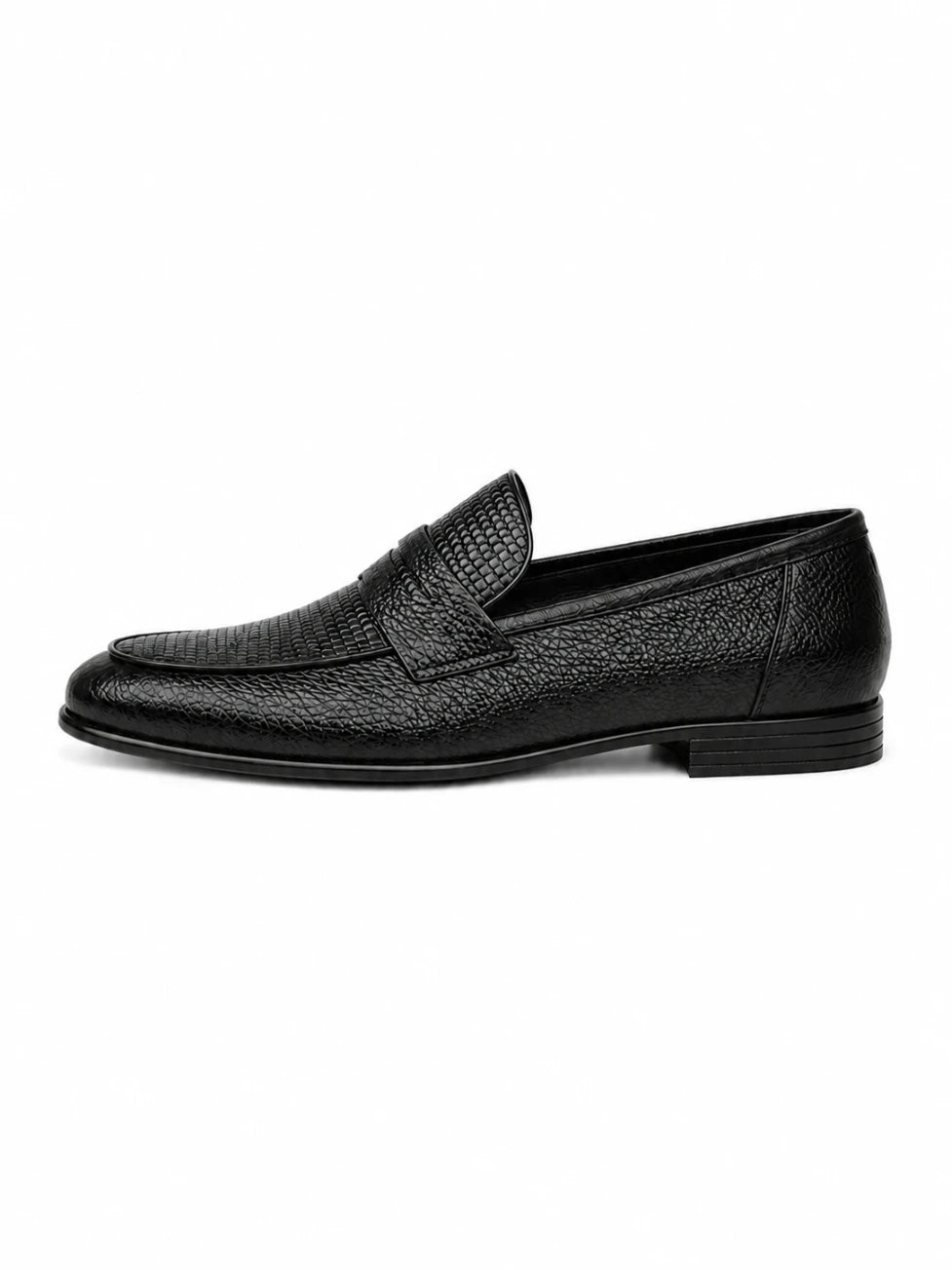 Infynite Premium Brown and black Textured Leather Loafers – premium men's menswear > shoes > loafers – view 2