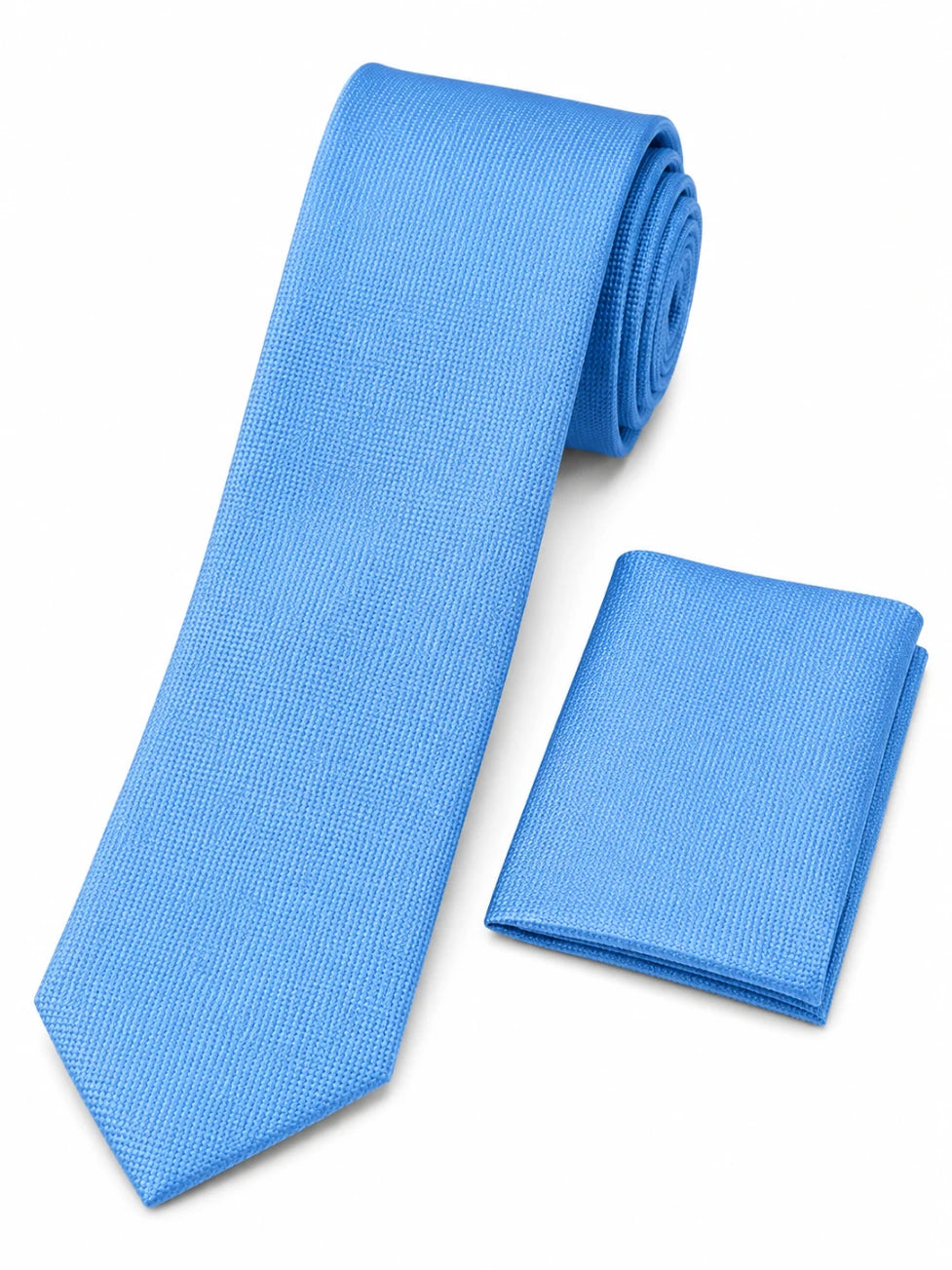 Infynite Santare Sky Blue Textured Tie & Pocket Square Set – premium men's menswear > accessories > ties