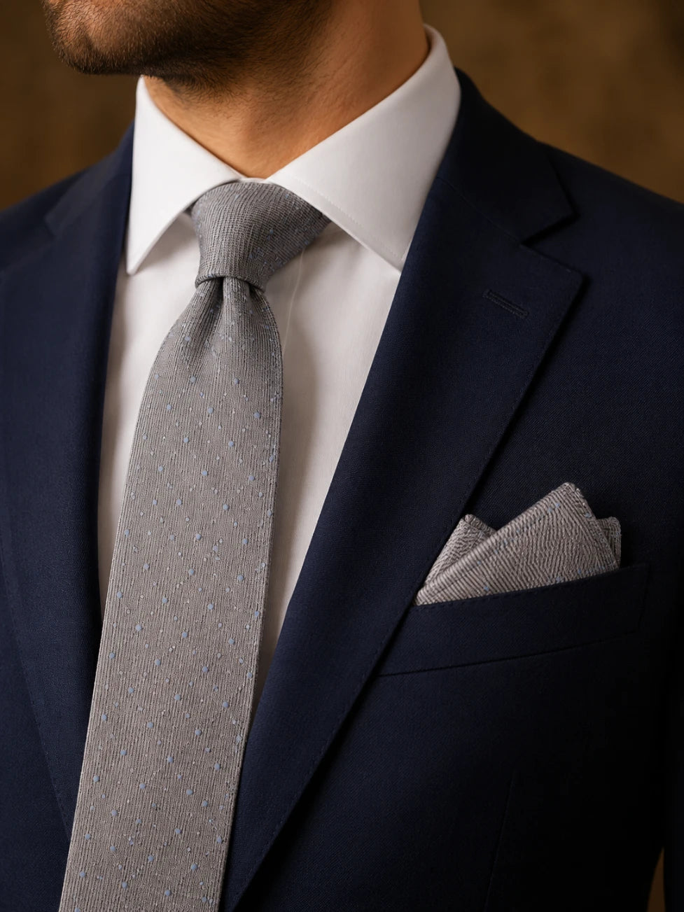 Infynite Silver Blue Polka Dot Necktie Set – premium men's menswear > accessories > ties – view 2