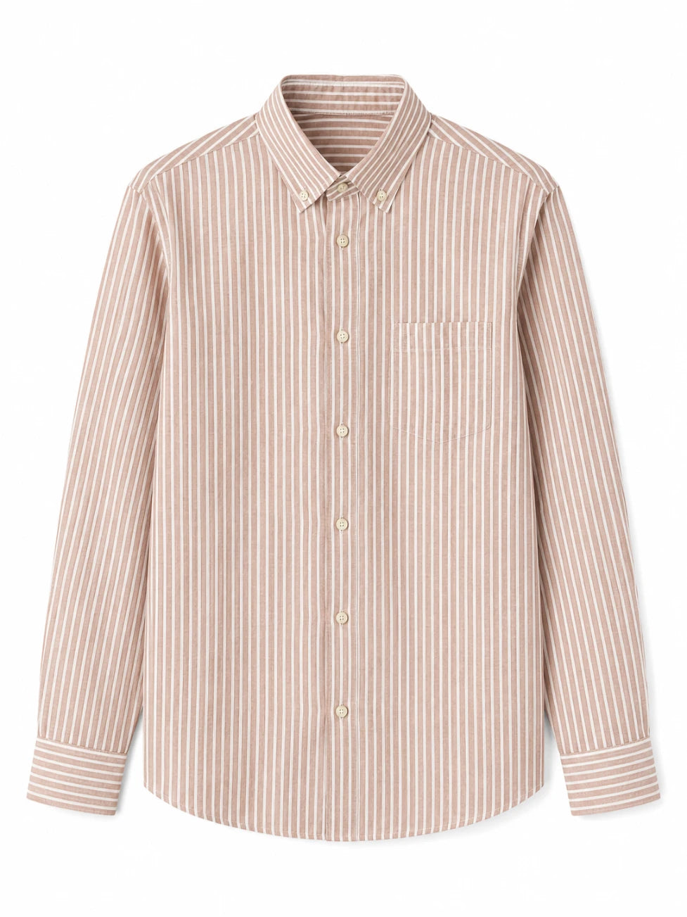 Infynite Slim Fit Beige–Brown Striped Linen Shirt – premium men's menswear > shirts