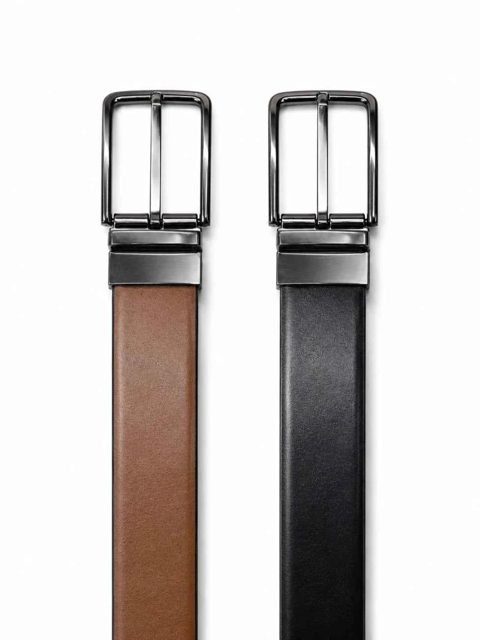 Smooth Reversible Leather Belt – Tan & Black