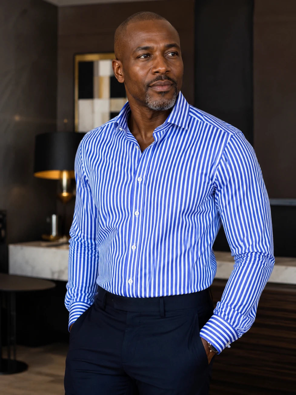 Infynite Striped Slim Fit Dress Shirt – premium men's menswear > shirts – view 2